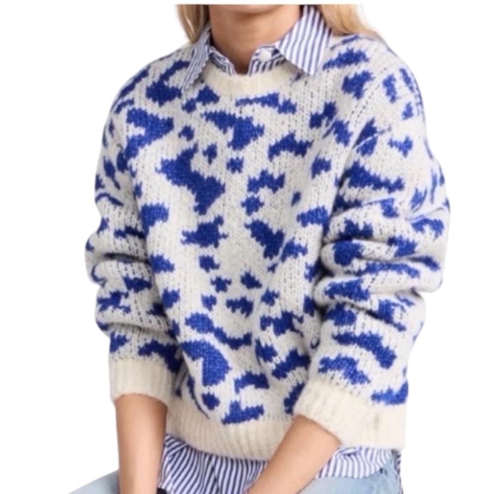 MOTHER Alpaca Wool Blend The Crop Jumper Feline Friends Sweater Women’s Size XL
